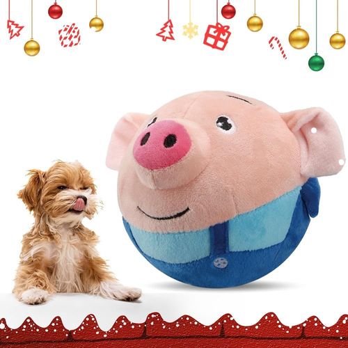 Jouet Pour Chien - Balle En Peluche Active - Jouet Interactif Pour Chien - Balle En Peluche Pour Chat Et Chien (Cochon Bleu)