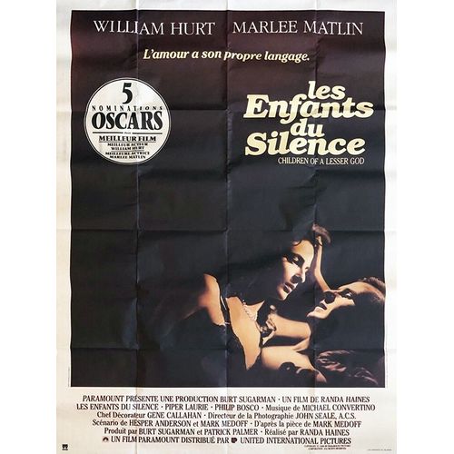 Les Enfants Du Silence /Children Of A Lesser God - Véritable Affiche De Cinéma Pliée - Format 120x160 Cm -De Randa Haines Avec Marlee Matlin, William Hurt, Piper Laurie, Philip Bosco - 1987
