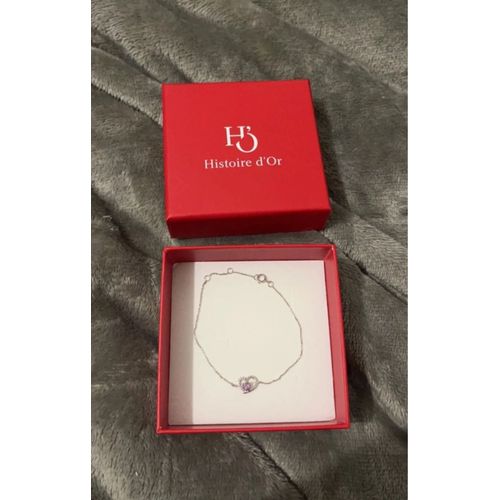 Bracelet Or Blanc Et Pierre Améthyste