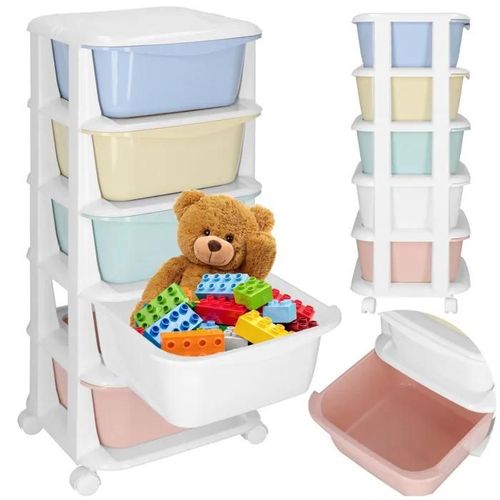Springos® Meuble De Rangement Pour Enfants À Roulettes 5 Tiroirs
