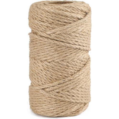 Corde De Jute Ficelle 6 Mm, 50 Mètres Corde Chanvre, Corde De Jardin Pour Bricolage, Jardinage, Emballage