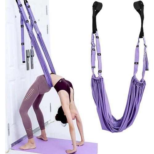 Sangle De Yoga Extensible - Sangle De Yoga En Polyester Et Coton - Inversion Stretch - Pour Yoga, Ballet, Pilates, Gymnastique, Entraînement Flexible - Violet