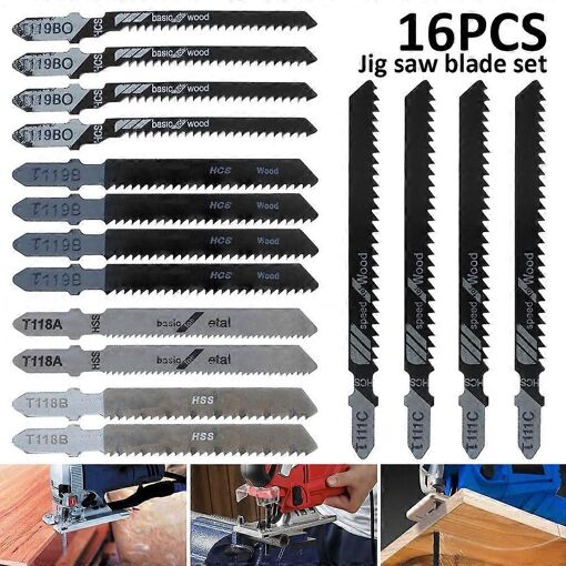 16Pcs Lame de scie sauteuse Lames de scie sauteuse Set Métal Bois L...