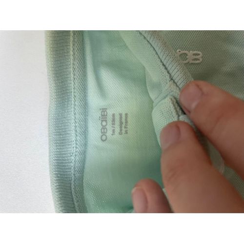 Polo Bleu Ciel/ Vert Bébé Garçon ( T- 1 Mois ) De Chez Petit Kimbaloo