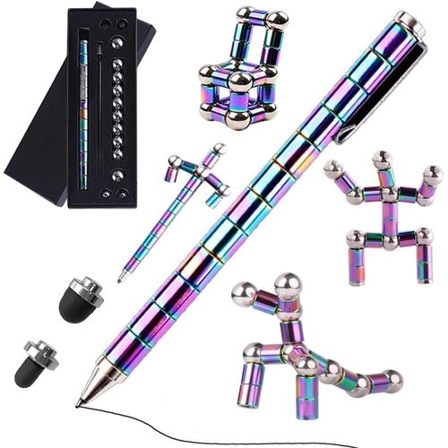 Stylo Magnetique Magic Pen, (Arc En Ciel) Stylo Aimanté Magnétique, Stylo Ementer Anti Stress, Fidget Magnet Pen Magnétique, Créatifs Fidgi Magnetic Pen, Cadeaux Pour Hommes, Femmes Ou Adolescent