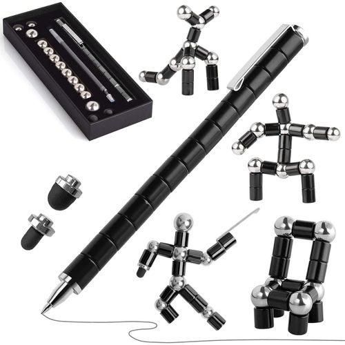 Stylo Magnetique Magic Pen,(Noire) Stylo Aimanté Magnétique, Stylo Ementer Anti Stress, Fidget Magnet Pen Magnétique, Créatifs Fidgi Magnetic Pen, Cadeaux Pour Hommes, Femmes Ou Adolescent