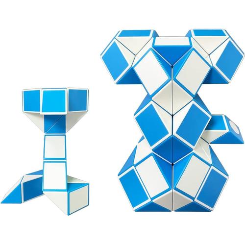 Magic Snake Serpent Magique 24+48 Blocks-Magic Snake Cube-Jouets De Serpent -Faveurs De Fête D'anniversaire Pour Enfants(Bleu 24+48)