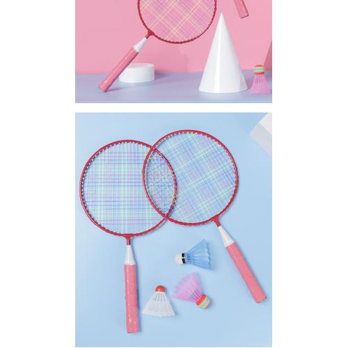 Set De Badminton Junior, Pour Enfants, 2 Raquettes Raccourcies 44 Cm, 2 Volants, Housse