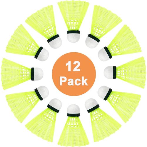 Lot De 12 Volants De Badminton Pro Nylon - Qualité Supérieure - En Plumes D'oie - Avec Grande Stabilité Et Durabilité - Pour Entraînement Et Badminton