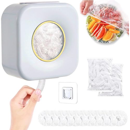 Boîtes De Rangement Pour Film (Blanc) Plastique,Distributeurs De Film Alimentaire,Boîte Carrée, Anti-Poussière?Mural Storage Bag Organizer For Kitchen Avec 100 Films Étirables