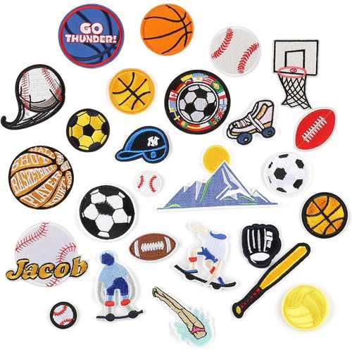 26 Patchs de Sport pour Enfants, Basket-ball, Tennis, Rugby, Football, pour Nom Fer à Repasser ou à Coudre, pour T-shirt Jeans Sacs à Vêtements