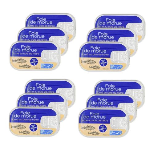 Lot 12x Foie De Morue Fumé - Boîte 120g