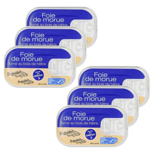 Lot 6x Foie De Morue Fumé - Boîte 120g