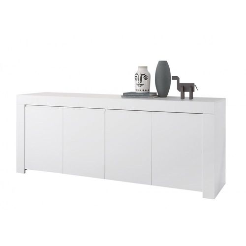 Buffet 4 Portes, Collection Zefir, Coloris Blanc Mat, Idéal Pour Votre Salon Ou Salle À Manger
