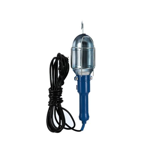 Lampe Baladeuse d'Atelier Embase metallique pour ampoule E27 cable 5 mètres - crochet acier ASLO