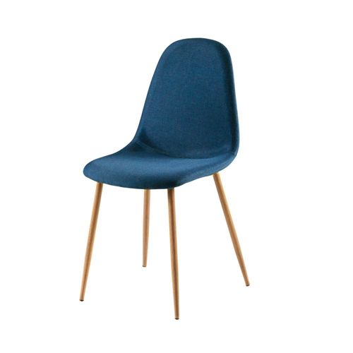 Chaise Style Scandinave Bleu Jean Et Métal Imitation Chêne