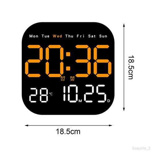 Réveil numérique avec affichage de la température, horloge de bureau, télécommande, double paramètres d'alarme, pour dortoir, table de nuit, mur Orange