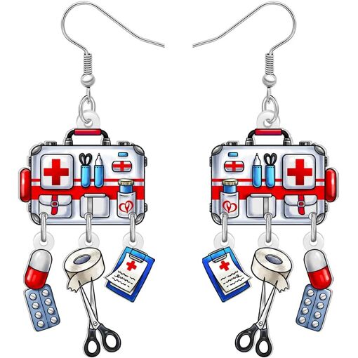 Kal-Boucles D'oreilles Pendantes En Acrylique Mignon Trousse De Secours Infirmière Pour Les Femmes Filles Fun Bijoux Pour Médecin Rn Soins Infirmiers Étudiants Graduation Cadeaux