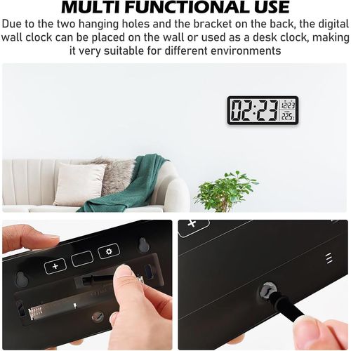 Horloge Murale Numérique Réveil De Bureau Avec Grand écran Et Fonction De Compte à Rebours D Affichage De La Temperature