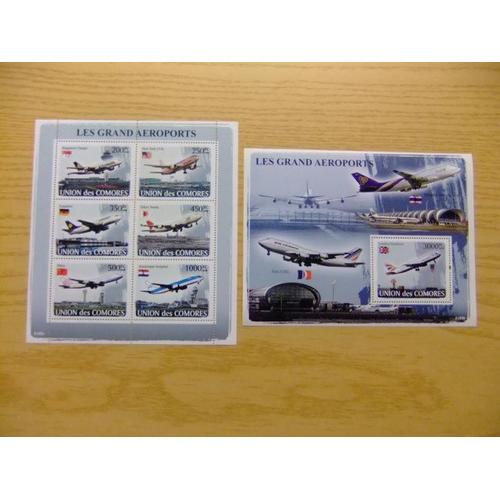 56 Comores 2008 / Aeropuertos Aroports /Yvert 1243 / 48 + Bloc 122 ** Mnh