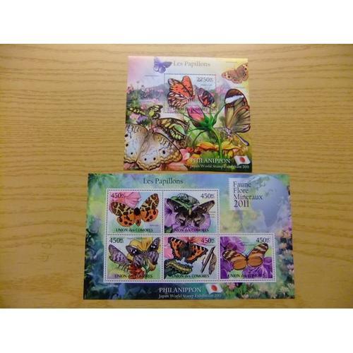 56 Comores 2011 / Fauna Mariposas Papillons / Yvert 2140 / 44 + Bloc 296 ** Mnh