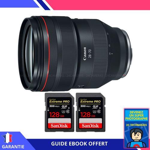 Canon RF 28-70mm f/2L USM + 2 SanDisk 128GB UHS-II 300 MB/s + Ebook 'Devenez Un Super Photographe'