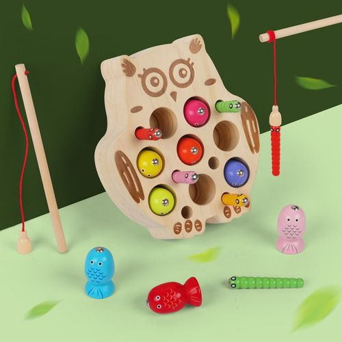 Jeux Montessori 2 Ans,Jouets En Bois Jeu De Pêche,Jeu De Peche Magnetique,Enfant Educatif Jouet,Cadeau Garçon Fille 2-5 Ans,Chouette