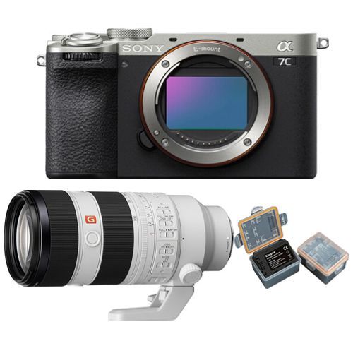 Sony Alpha A7C II Corps Argent+Sony FE 70-200mm f2.8 GM OSS II+Kingma 2000 mAh (Sony NP-FZ100) Batterie