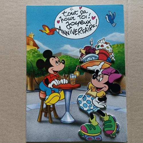 Carte D'anniversaire Disney Avec Minnie En Relief Écrite