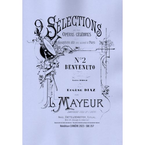 Sélection Sur Le Benvenuto De Diaz Par Louis Mayeur Pour Saxophone Et Piano