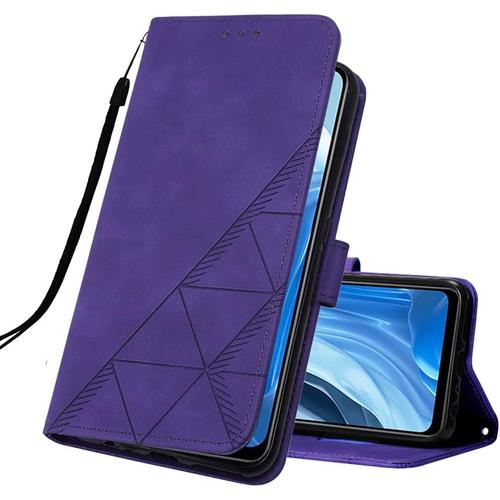 Coque Compatible Avec Oppo Find X5 Lite Magnétique Cuir Housse Portefeuille Avec Fentes Pour Cartes Antichoc Étui À Rabat Coque Pour Oppo Reno 7 5g Style D'affaires Purple Ybs