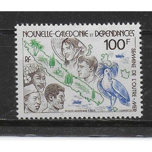 Nouvelle-Caledonie Poste Aerienne 1982 : Semaine De L'outre-Mer : Population, Faune Et Carte : Timbre À 100 F. Multicolore Neuf **