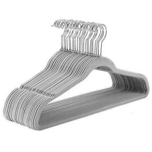 Cintres en velours antidérapants, 10 pièces, robustes, pour costume, avec barre d'attache, gain de place, pull gris