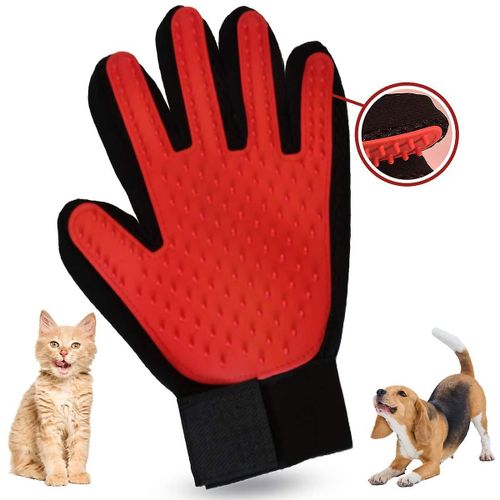 Une Paire De Gants De Brosse Pour Animaux De Compagnie, Pour Enlever Les Poils D'animaux, Brosse De Démêlage, Brosse À Gants Pour Massage Doux, Rouge