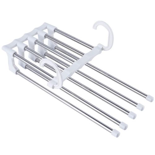 Cintres multicouches pliables et antidérapants, 2 pièces, de haute qualité, à 5 niveaux, pour pantalons et écharpes, blancs