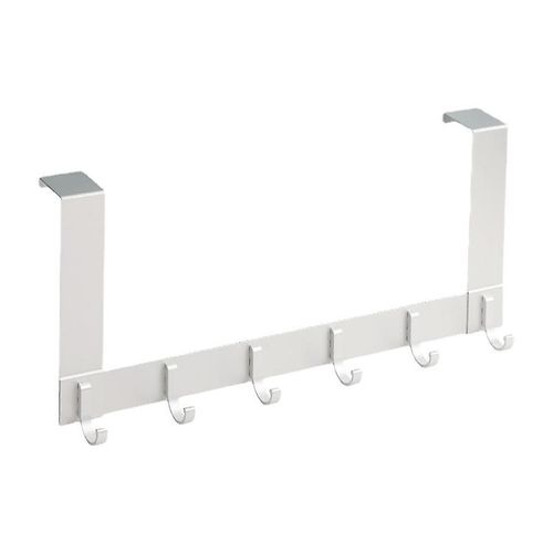 Crochets de porte, support organisateur utilitaire en aluminium pour cuisine et salle de bain, 6 crochets sur le cintre de porte, argent