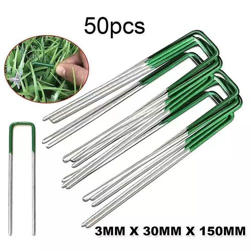 Piquets De Jardin En Forme De U, 50 Pièces, Piquets Pour Filet, Épingles À Ongles Pour Mauvaises Herbes, Piquets De Sol En Métal Pour Gazon Artificiel.