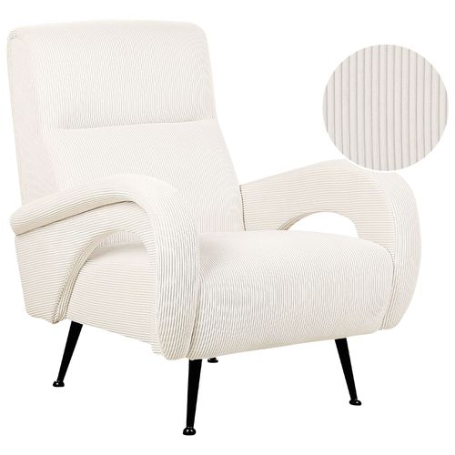 Fauteuil En Velours Côtelé Crème Svalov