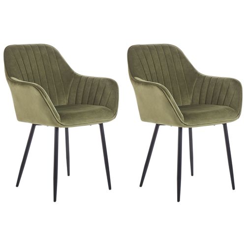 Chaise De Salle À Manger Set De 2 Velours Vert Olive Wellston