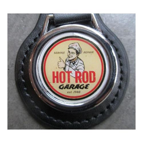 Porte Clé Hot Rod Garage Pompiste En Uniforme En Simili Cuir Et Métal