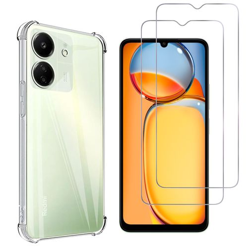 Coque Antichoc Pour Xiaomi Redmi 13c Et 2 Verres Trempé Film Protection Ecran Phonillico®
