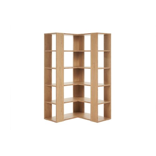 Bibliothèque Étagère D'angle Finition Bois Clair Chêne L95 Cm Musso