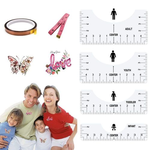 Lot De 4 Règles D'alignement En Vinyle Pour T-Shirt (Transparent), Règle D'alignement En Vinyle Pour T-Shirt Transparent, Règle De Centrage Du Logo Pour Le Bricolage, La Presse À Chaud Et La Sublimati