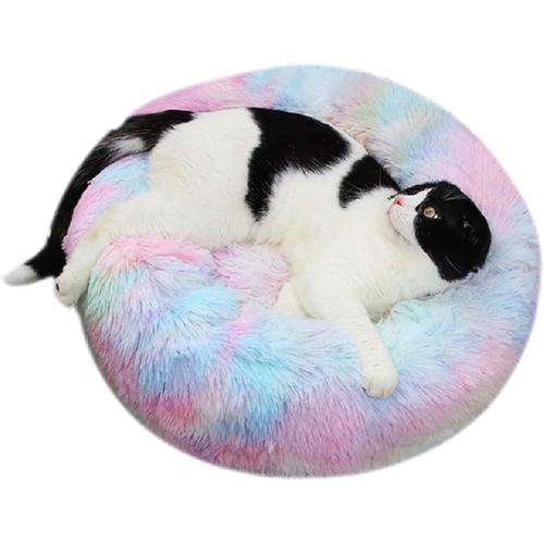 Chat Chiens Lit Paniers Rond De Luxe Coussin Animaux Donut De Compagnie Lavable Et Chaud Super Doux Et Confortable Pour Petits Chiens Et Chats - Coloré 60 Cm