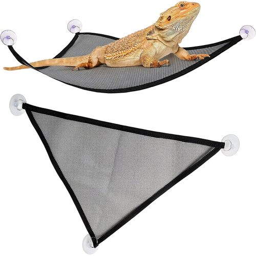 2pcs Hamacs De Reptiles Maille Hamac Lézard Reptiles Tels Que Des Lézards Avec Ventouse Animal De Compagnie Pour Reptile Hamacs Suspendu Mesh Respirable Petit Lézard Escalade Animal Hamac Nylon Noir