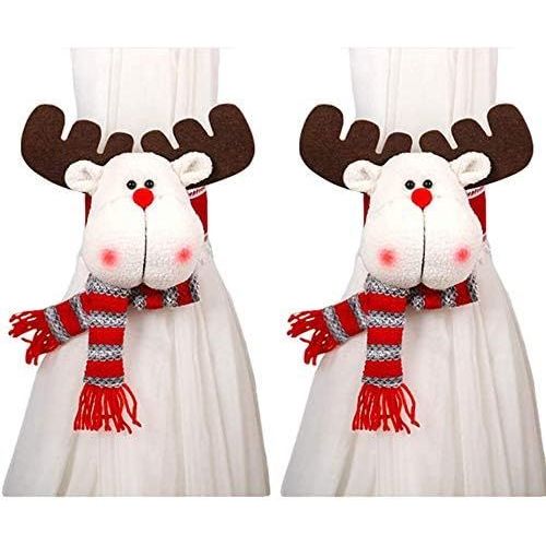 2pcs Noël Rideau Boucle - Wapiti, Mignon Anneau De Rideau Rideau Clip Pour La Fête Rideaux De La Maison, Décoration De Noël