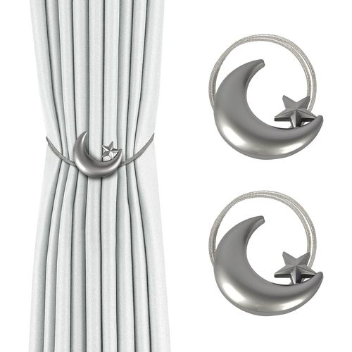 2 X Fixations Magnétiques Pour Rideaux En Métal - Argent Pour La Décoration Intérieure, Le Bureau, Le Salon Et La Chambre À Coucher