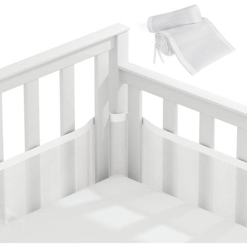 Tour De Lit Pour Cabine De Bébé, Tour De Lit, Doublure En Maille 3d, Sans Danger Pour La Circulation De L'air Du Berceau, Adapté À Tous Les Types De Berceaux (Blanc)