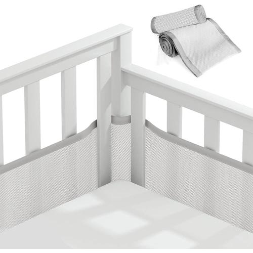 Tour De Lit Pour Cabine De Bébé, Tour De Lit Pour Berceau, Doublure En Maille 3d, Sans Danger Pour La Circulation De L'air Du Berceau, Adapté À Tous Les Types De Berceaux (Gris)