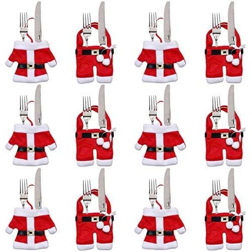 12 Pièces Porte Couvert Noël Décoration De Table Noël Cadeaux De Noël (Costumes Du Père Noël)